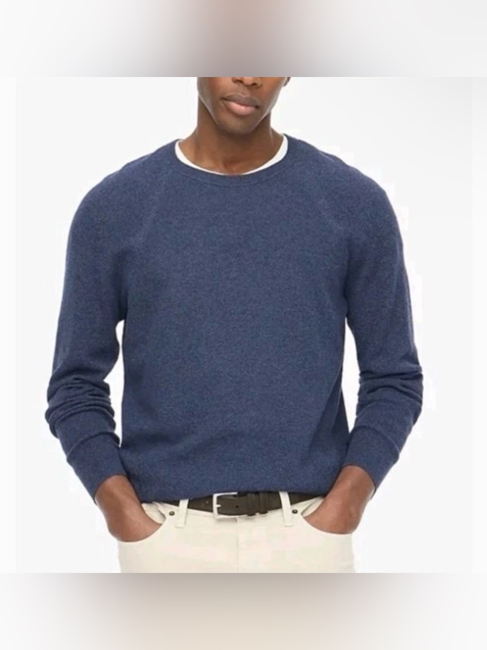 J.Crew 100% Cotton Textured Crewneck Sweater Blue NWT Size Medium